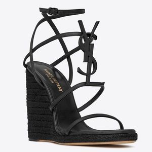 Saint Laurent Cassandra Wedge Sandal Black
